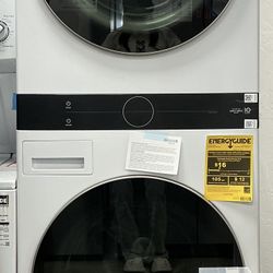 LG Stacked 4.5 Cu.Ft. Front Load Washer & 7.4 Cu.Ft. Electric Dryer