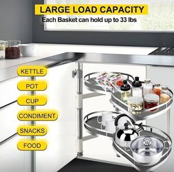 12-110 Swing Right Blind Corner Cabinet Pull Out for, 2 Tier Swing Tray. New.