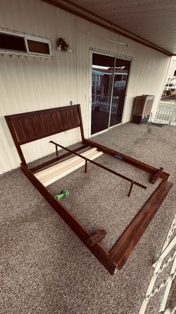 Beautiful wood bed frame queen
