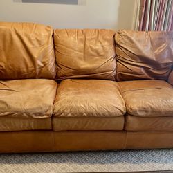 Leather Sofa + Chair + Ottoman (Must Pick Up)