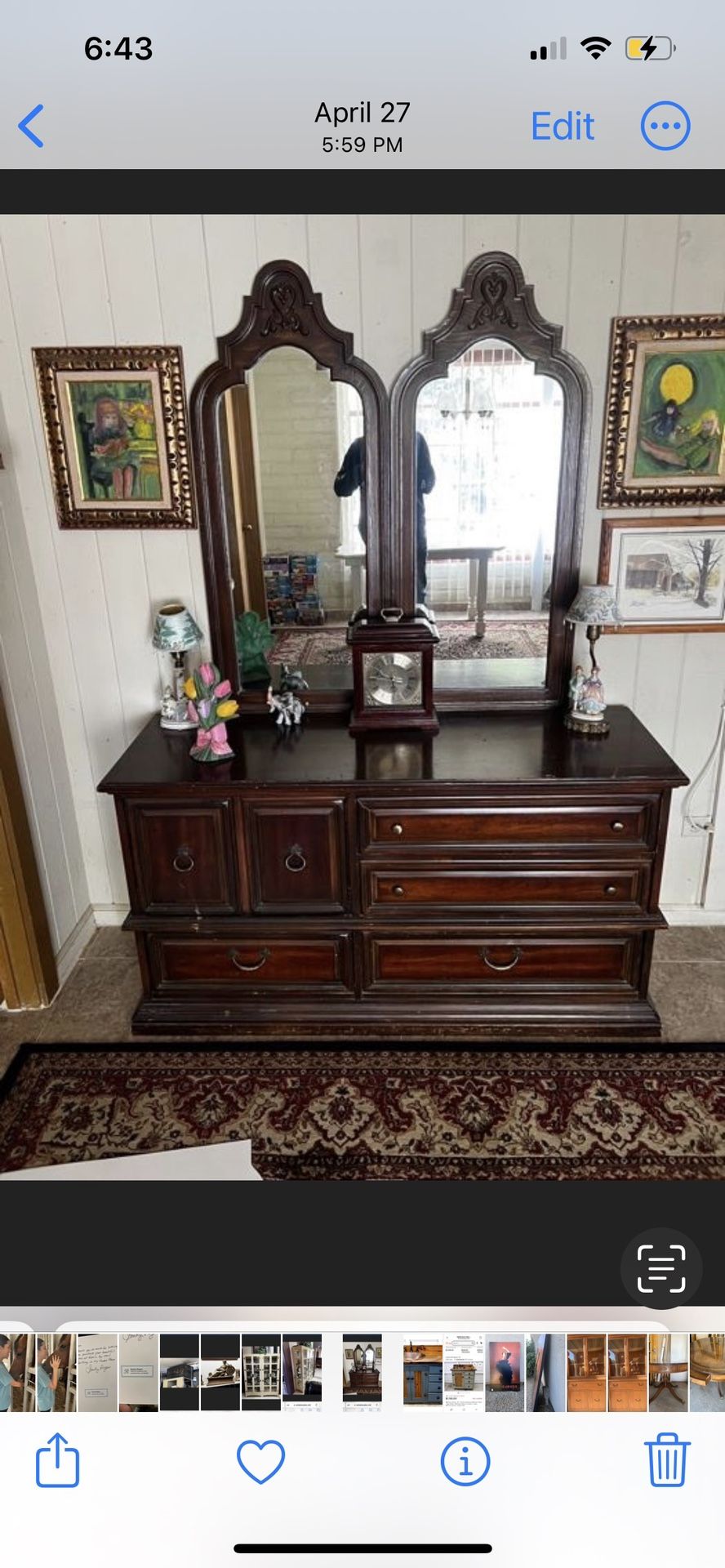 Antique Dresser With 2 Mirrors