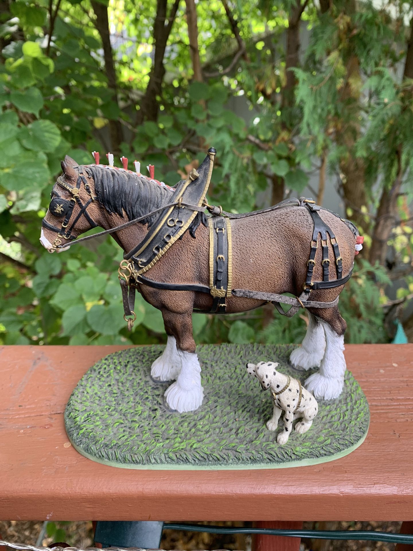 Vintage 90’s BUDWEISER CLYDESDALE HORSE FULL PARADE DRESS FIGURINE 