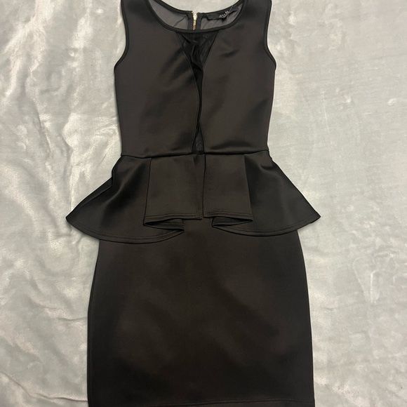 Guess Black Sleeveless Peplum Mini Dress