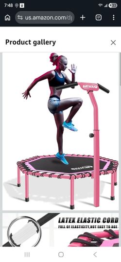 Newan 48" Fitness Trampoline with Adjustable Handle Bar, Silent Trampoline Bungee Rebounder Jumping Cardio Trainer Workout for Adults - Max Limit 330 