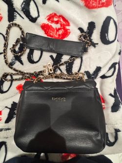 Bebe Black Crossbody Bag with Gold Chain