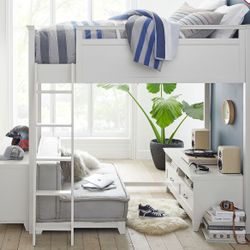 White Pottery Barn Hampton Loft Bed w/ Desk