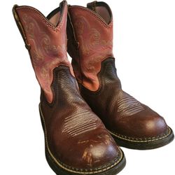 Ariat Fatbaby Leather Western Cowboy Boots Brown Pink Size 7.5 Pull on