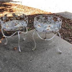 Set of 2 Small Metal Plant Stands $6