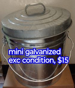 Small Galvanized Garbage Can Like New