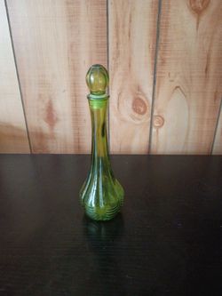 Green Glass Decorative Bottle