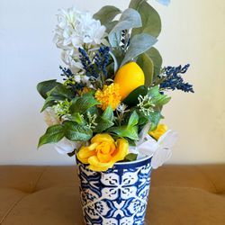Blue White and Yellow Floral Arrangement
