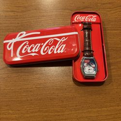 Coca Cola Santa Claus Christmas Analog Watch Faux Leather