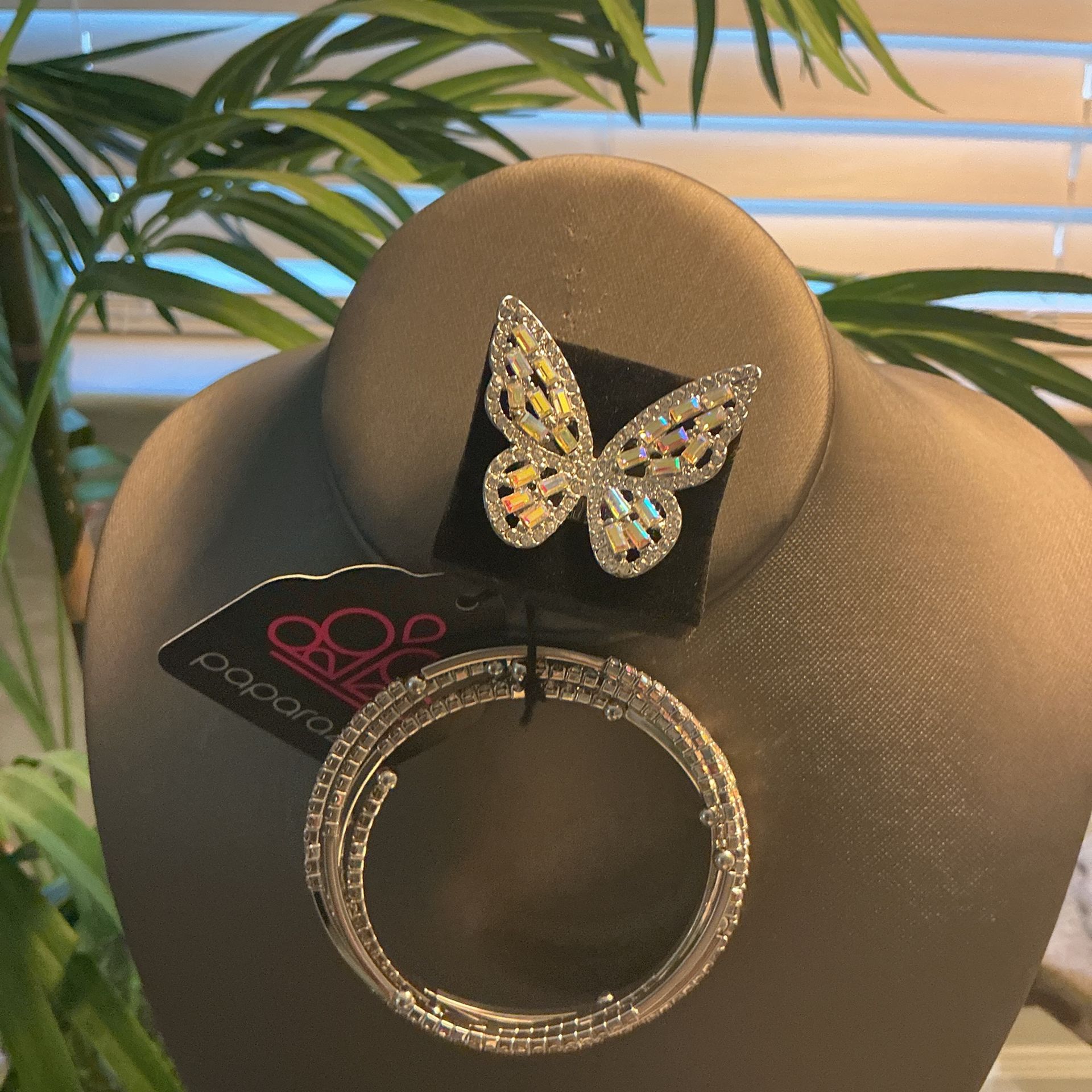 Silver Bracelet, Matching Butterfly Ring