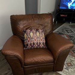 Brown Leather Recliner/Rocking Chair