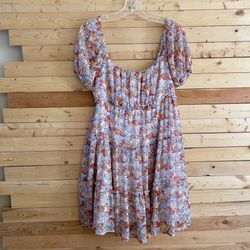 Ash & Violet Women’s Multicolor Floral Print Western Boho Chic Mini Dress size L