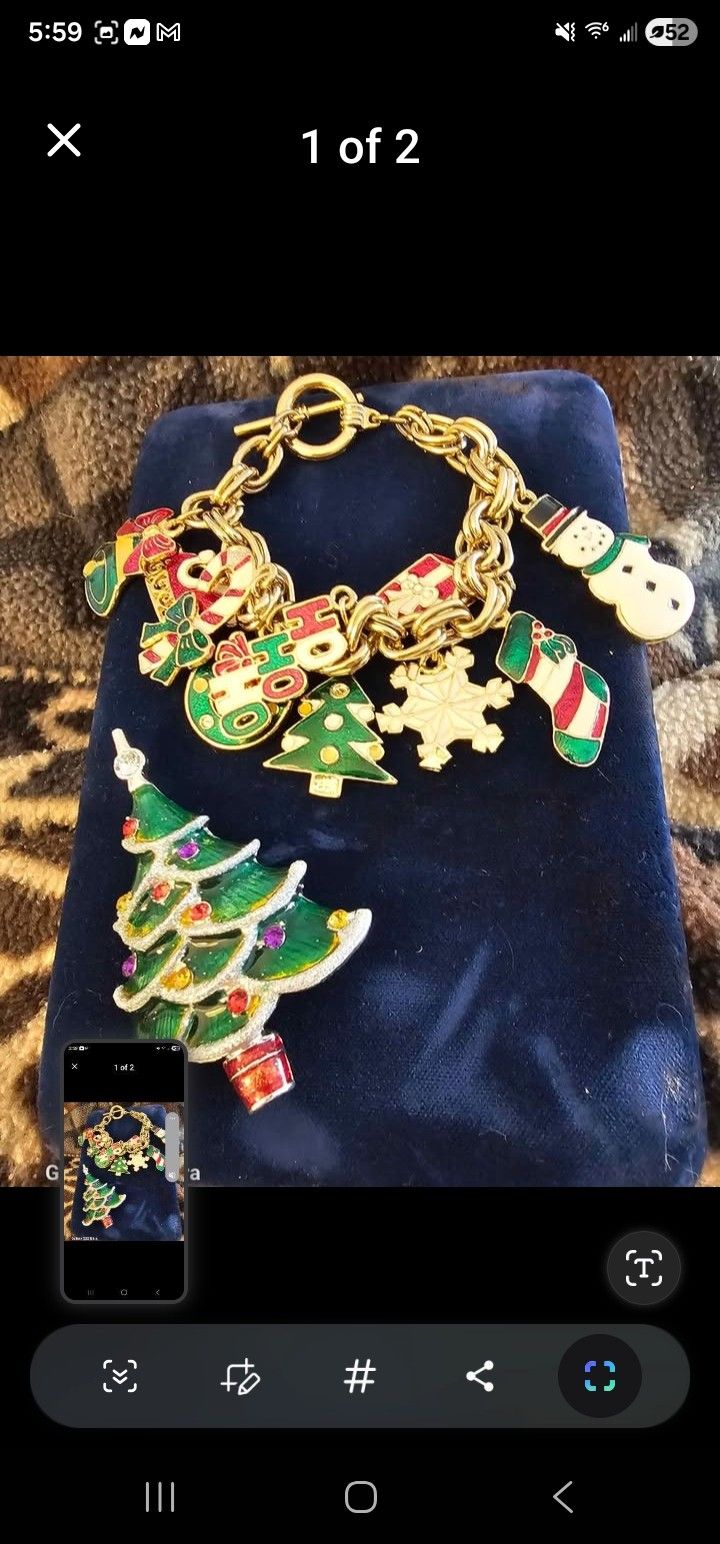 Christmas Bracelet & Tree Brooch