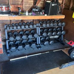 5-75lbs Dumbbell Set With Rack