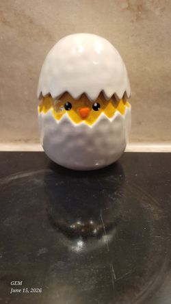 Ceramic Chick in Egg Jar