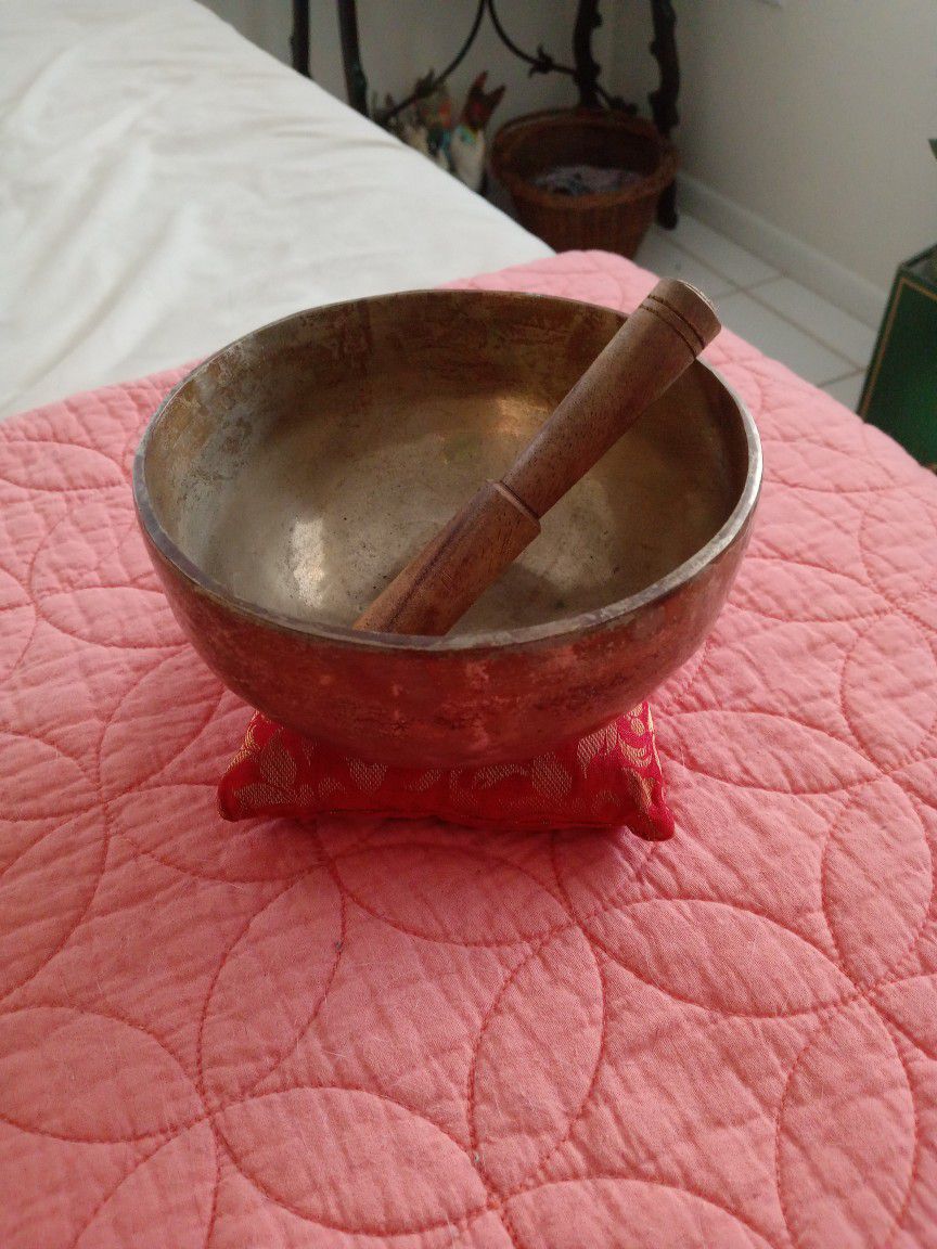 Meditation Singing Brass Bowl and Incense Wax Candle Burner