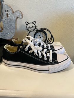 Converse Chuck Taylor All Star Ox Low Top Sneakers - Black Canvas (M9166) - Men's 5 / Women's 7
