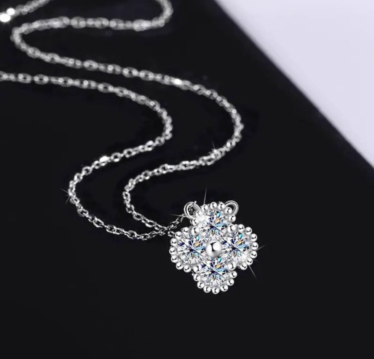 1.2ct Clover Moissanite S925 Sterling Silver Necklace with GRA Certification