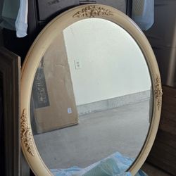 Large Oval Cream Mirror