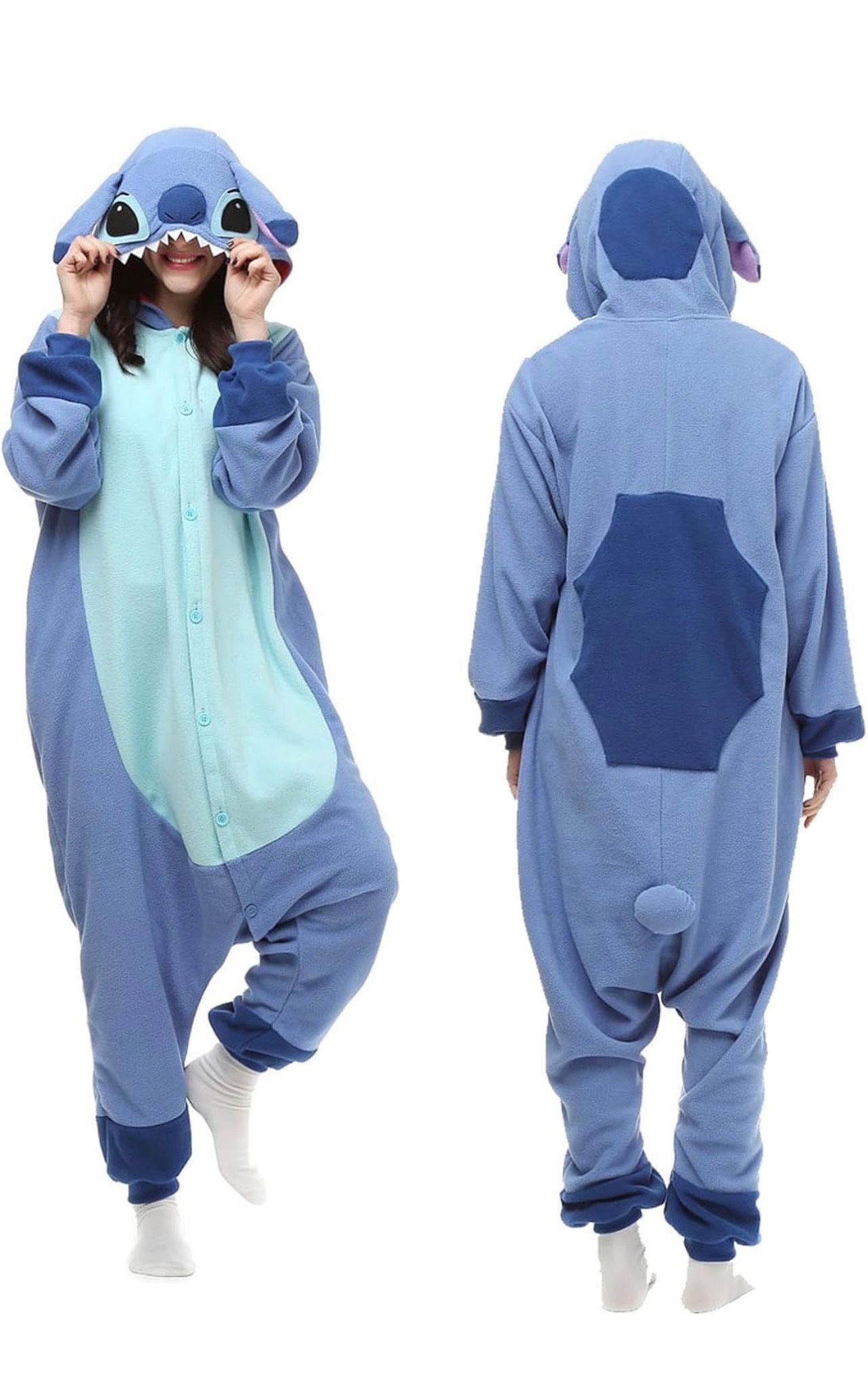 BRAND NEW Blue UnisexAlien Animal Onesie Costume SMALL Soft Plush Hooded Pajamas for Halloween Cosplay, Party, Lounge and Sleepwear