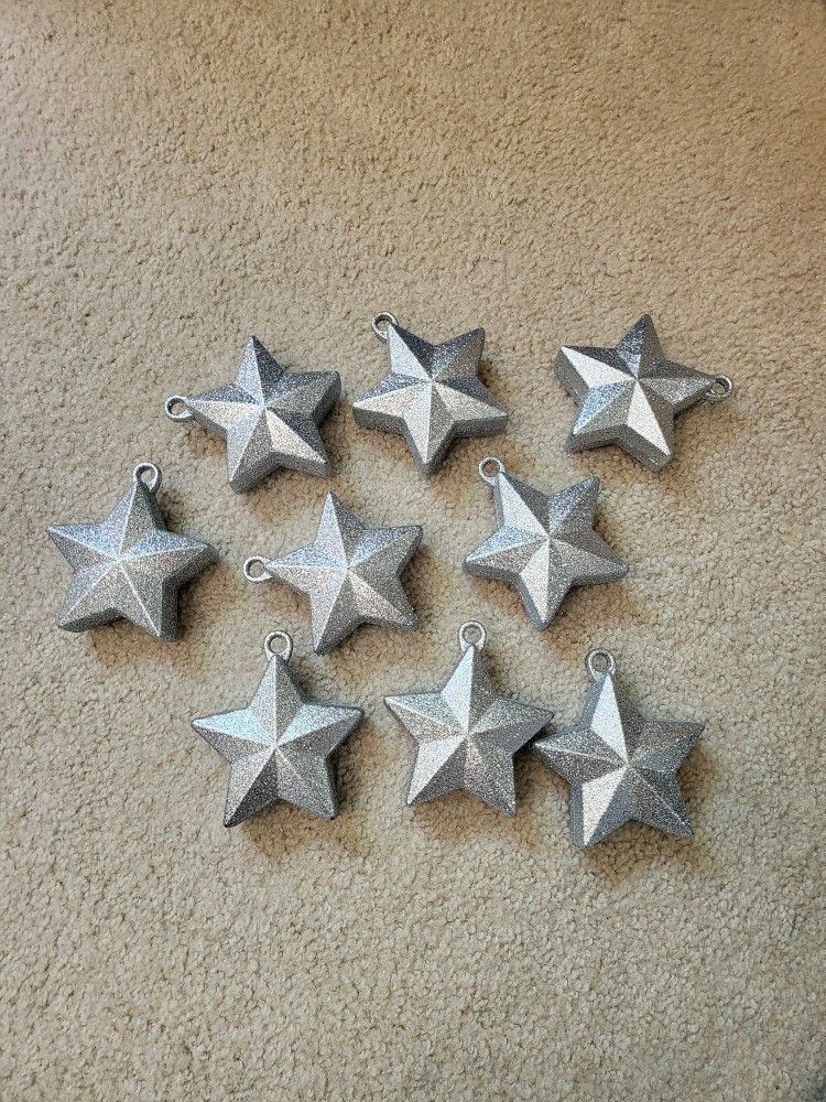 Silver Glitter Star Ornament Decoration