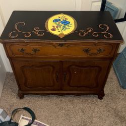 Vintage Bar Cabinet - Hand Painted 