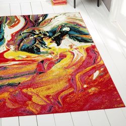 Red Abstract Rug 8x10