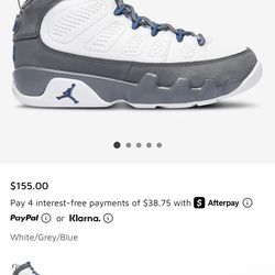 jordan 9 flint grey  7y