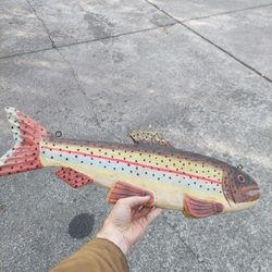 Antique Carved Wooden Trout Sign