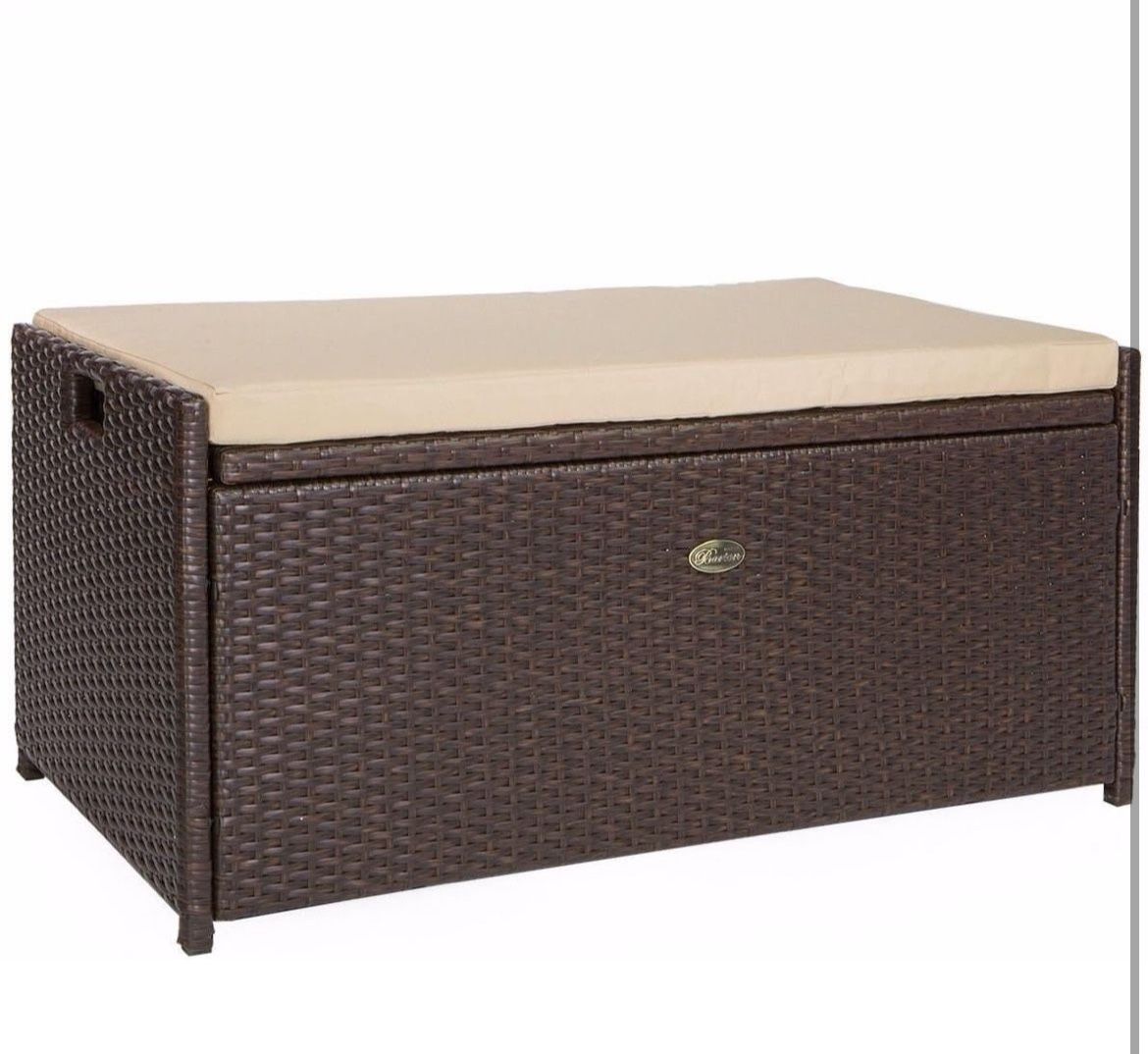 Barton Deck Box w/Seat Cushion 60 Gallon Outdoor Patio Storage Bench Shed Cabinet Container Furniture Pools Yard Tools Porch Backyard#97038