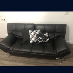 Leather futon black