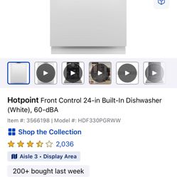 Hotpoint Front Control 24-in Built-In Dishwasher (White), 60-dBA