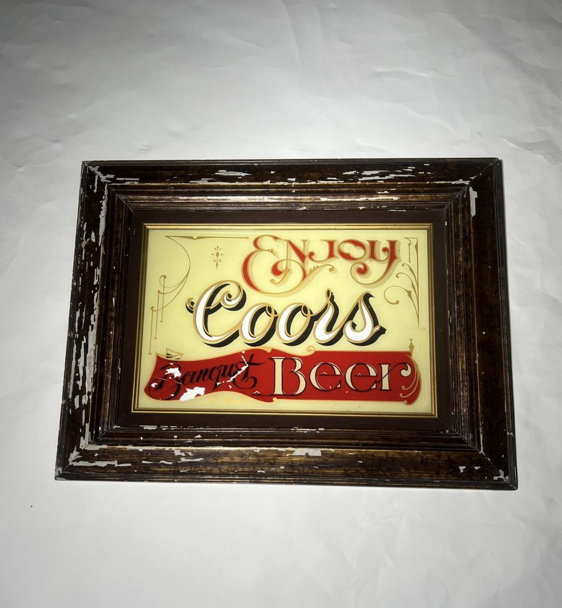 1950s Coors Banquet Painted Glass Advertisement 