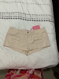 Edikted Beige Low-Rise Mini Shorts