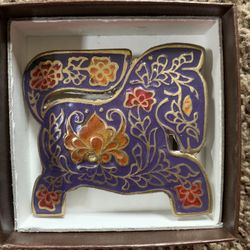 Vintage Cloisonné Horse Belt Buckle