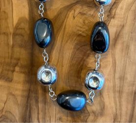 Hematite and Sterling Necklace