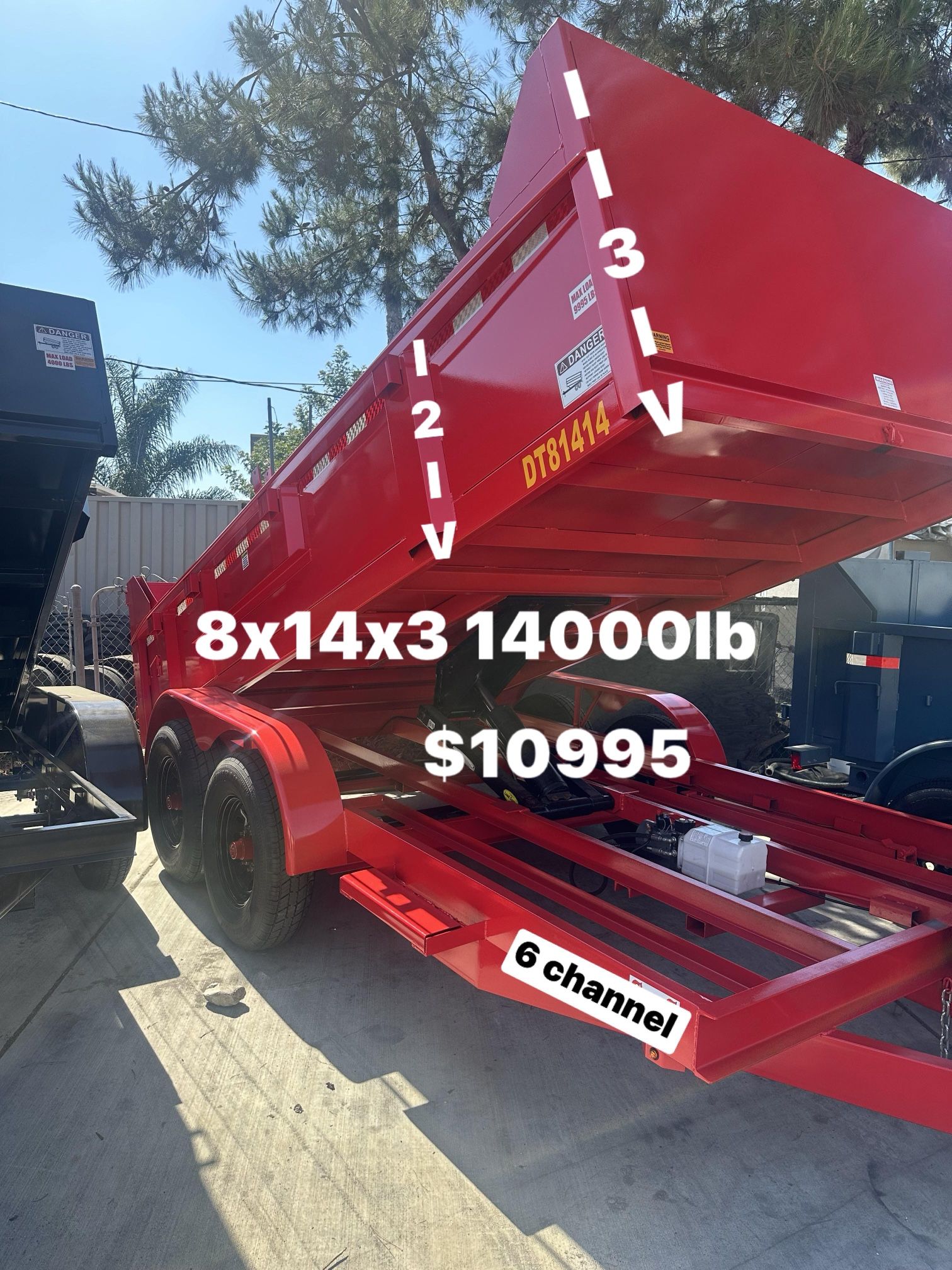 Dump Trailer 8x14x3 DB 14000lb $10995 Cash /card