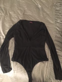Black plunge bodysuit