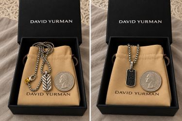 David Yurman Sterling Silver Dog Tag Pendant Necklaces for men Shipping Avaliable