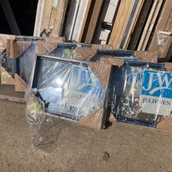 New windows , vinyl , FIXED , black exterior , 30 1/2 by 22 1/2