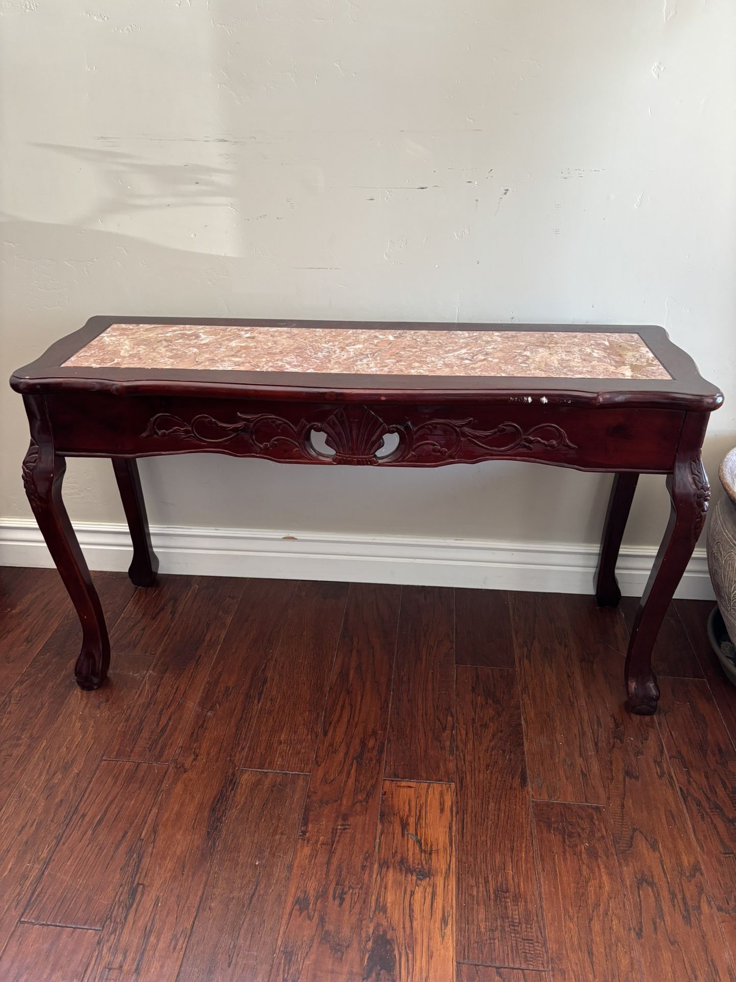 Wood Marble Entry Narrow Table