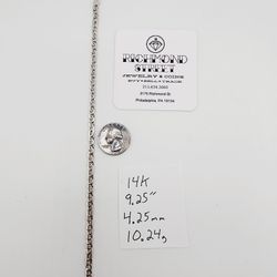 14k white gold tigers eye bracelet