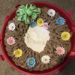 Welcome Spring 24” Burlap Wreath