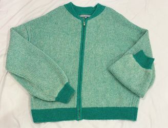 Oliver Bonas • Green Knit Zip-Up Cardigan Sweater