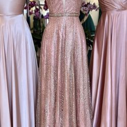 Blush Pink And Gold Glitter Dress