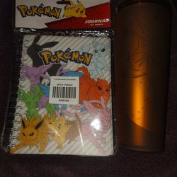 Pokemon Notebook And Starbucks Cup 