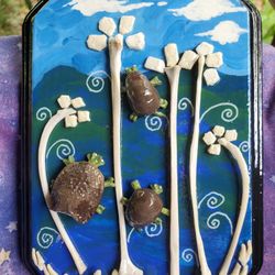 handmade bone art wall hanging turtles